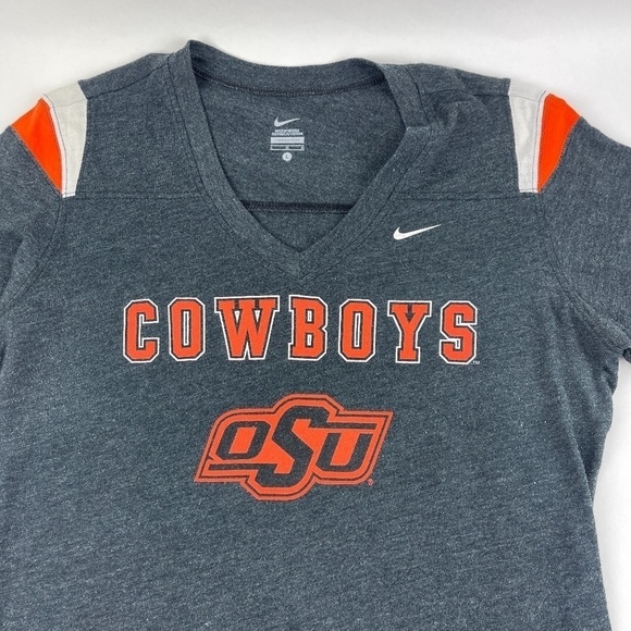 Nike Tshirt Womens Large Gray Orange OSU Oklahoma State University - Picture 3 of 7